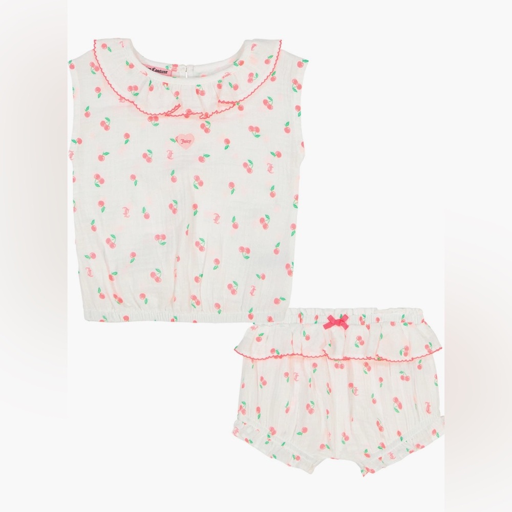 Juicy Couture 2-Piece Ruffle Trim Cherry Print Set